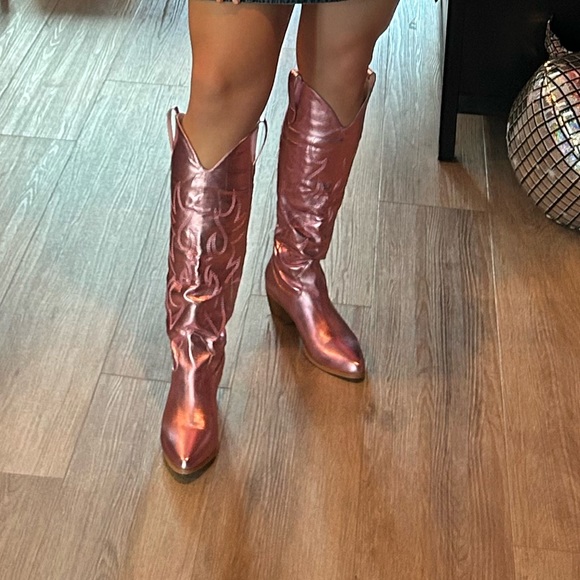 Pink metallic cowboy boots - Picture 1 of 1